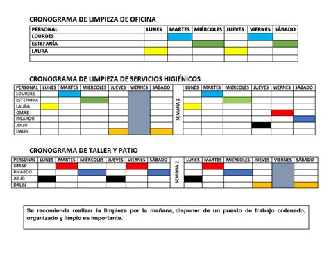 Cronograma Final De Limpieza Pdf