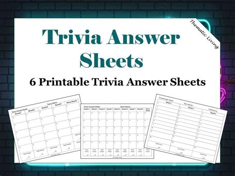 Trivia Night Answer Sheets Sheets Blank Vorlage Trivia Quizz