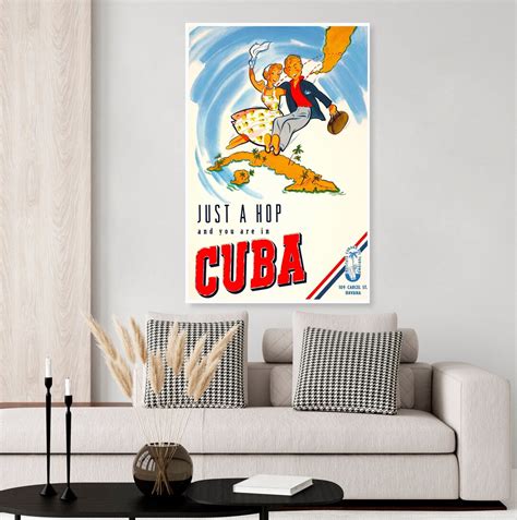 Vintage Cuba Travel Poster, Vintage Couple 1950's, Map of Cube, Havana ...