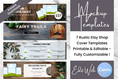 Etsy Shop Cover Templates Rustic Theme Graphic By Bellabee Printables