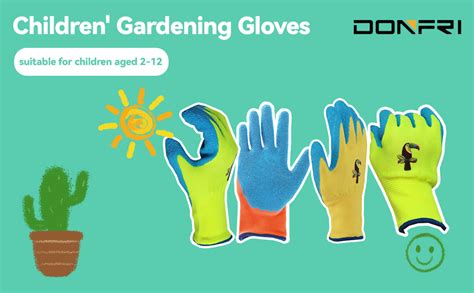 Donfri 3 Pairs Kids Gardening Gloves Safety Work Gloves Waterproof