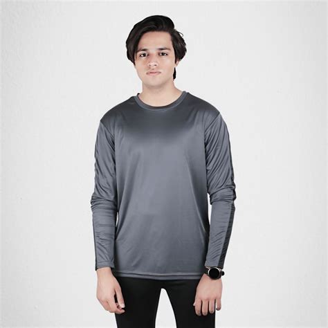 Quick Dry Full Sleeves Tshirt Grey Brocode Clothing Pakistan