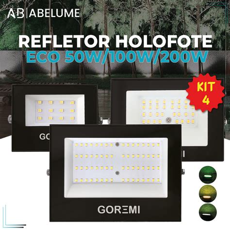 Kit Refletor Led W W W Holofote Bivolt Eco A Prova D Gua Luz