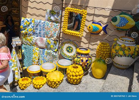 Typical Souvenirs from Amalfi Coast. Ceramic with Lemon Motives ...