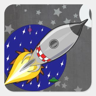 Cartoon Rocket Stickers | Zazzle