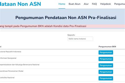 Link Pengumuman Hasil Pendataan Tenaga Non Asn Prafinalisasi