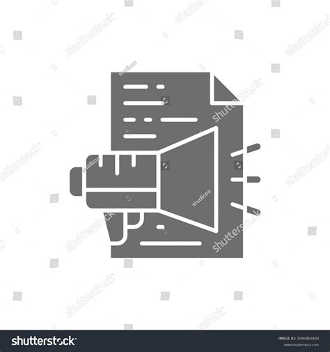 Advertisement Text Announcement Document Loudspeaker Grey Stock Vector