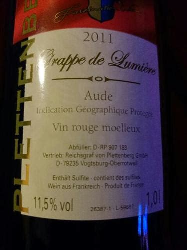 Reichsgraf Von Plettenberg Grappe De Lumi Re Rouge Vivino Us