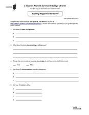 Avoiding Plagiarism Worksheet Worksheet for 7th - 10th Grade | Lesson Planet