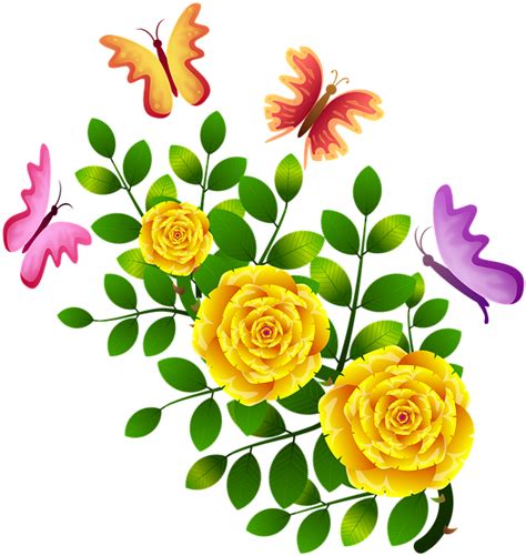 Flores Y Mariposas Png Flores Con Mariposas Png Clipart Transparent