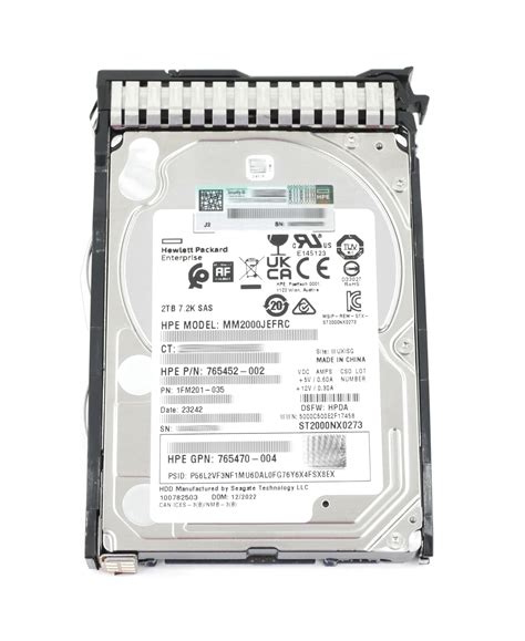 HPE 2TB MM2000JEFRC HDD SAS 2.5 765452-002 765470-004 765873-001 765455 ...