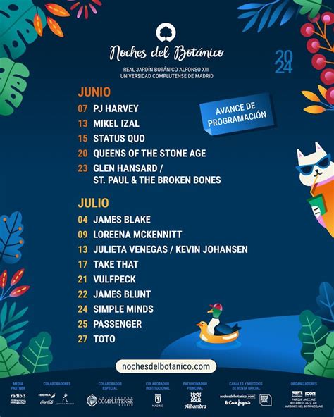 Noches del Botánico Madrid 2025 Cartel Entradas y Horarios