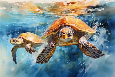 Sea Turtle Watercolor Art Free Stock Photo - Public Domain Pictures