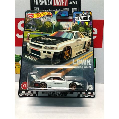 Hot Wheels Premium Boulevard 2023 LB ER34 Super Silhoutte Nissan Skyline LBWK R34 White Japan
