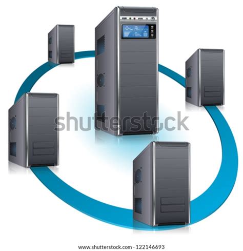 network concept server lcd display workstation stock vector royalty