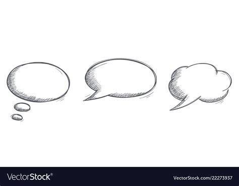 Speech Bubbles Hand Drawn Doodles Set Royalty Free Vector