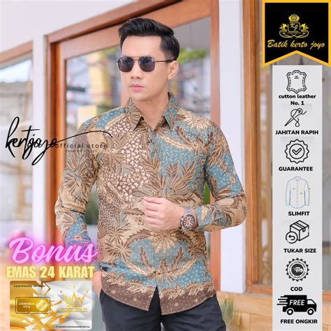 Jual Batik Pria Modern Slimfit Baju Batik Pria Lengan Panjang Slimfit