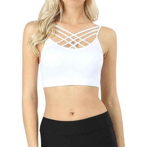 Thelovely Women And Plus Comfort Seamless Crisscross Front Strappy Bralette Sports Bra Top With