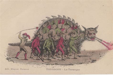 Tarascon La Tarasque French Monster Dragon Mythology Old Postcard