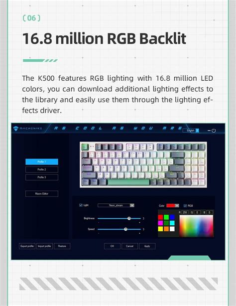 Machenike K500 คยบอรดแบบกลไก RGB Backlit Hot Swappable แปนพมพแบบมสาย 90 รปแบบ 94 คย