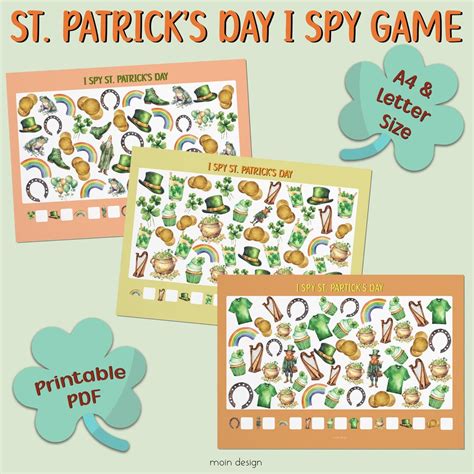 Printable St Patricks Day I Spy Game Toddler St Patricks Activity