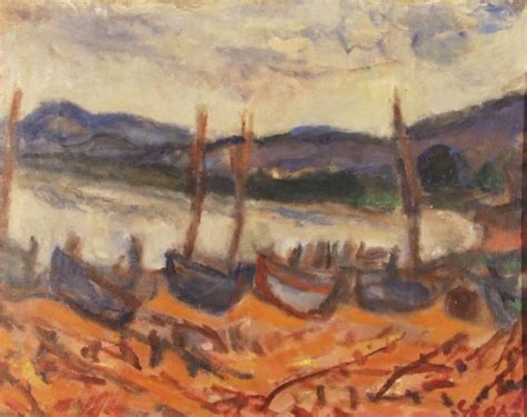 Coastal View With Barges 1930 Bela Czobel WikiArt Org