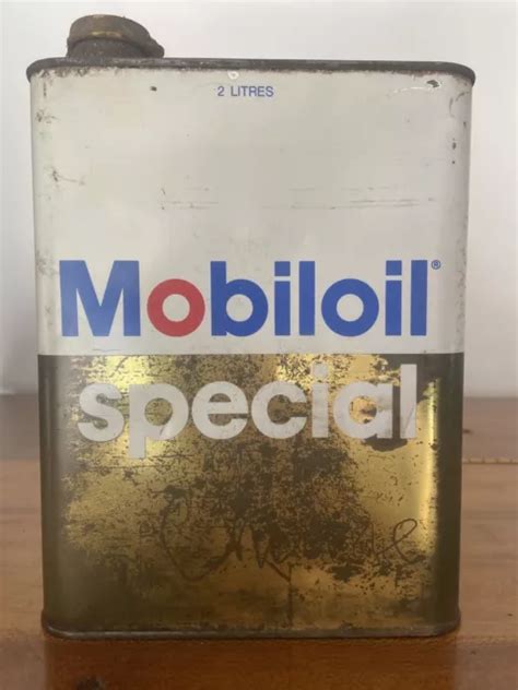 Ancien Bidon Huile Mobiloil Oil Can Tin Vintage Garage Collection Eur