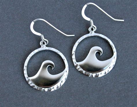 Ocean Jewelry Ocean Wave Earrings Wave Jewelry Silver Earrings