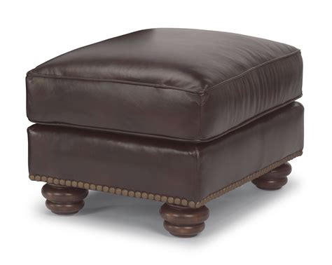 Flexsteel 3648 08 Bexley Leather Ottoman With Nailhead Trim 3648 08