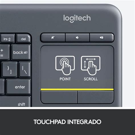 Logitech K Teclado Inal Mbrico Con Touchpad Negro Pccomponentes