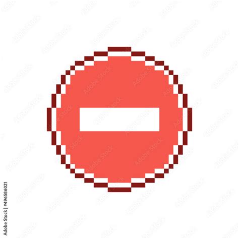 colorful simple vector flat pixel art illustration of no entry road ...