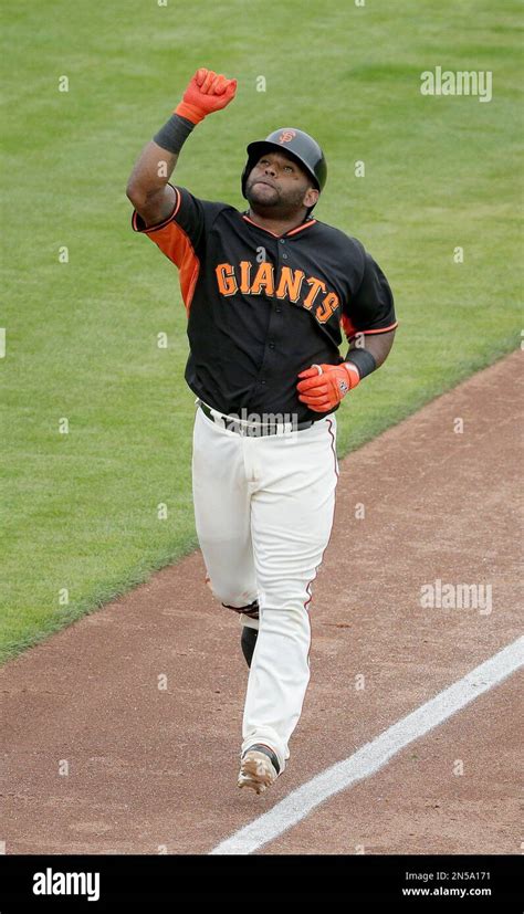 San Francisco Giants Third Baseman Pablo Sandoval Celebrates A Solo