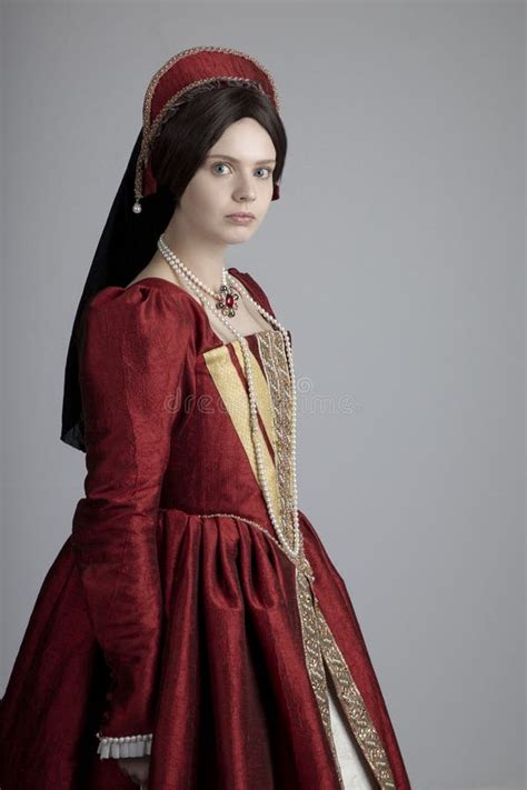 Tudor Woman In Red Dress Stock Photo Image Of Brocade 151247374