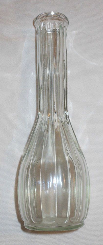 Vintage Hoosier Clear Glass Flower Bud Vase Pressed Vertically Ribbed 4034 6 Bud Vases Clear