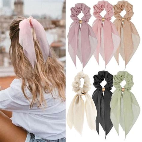 Amazon 6 Pcs Scrunchies And Hair Accessories Chiffon Floral