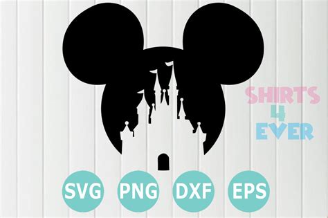 Mickey Head With Castle Svg