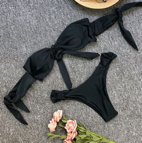 Pure Color Swimsuit Bind Even Sleeve Ms Bikini Sexy Swimsuit On Luulla