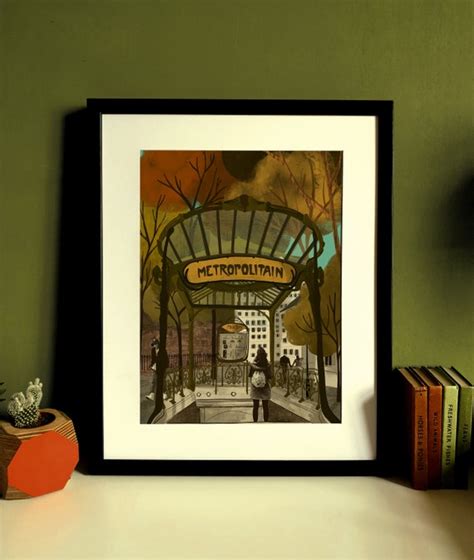 Paris Metro of Paris Art Nouveau Illustration Print A3 | Etsy