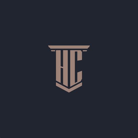 Hc Initial Monogram Logo With Pillar Style Design Vector Art At