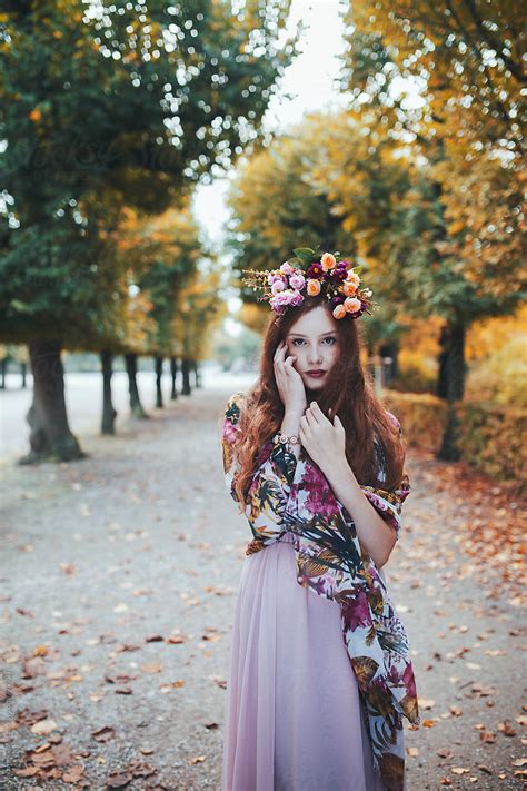 Beautiful Young Woman Wearing Flower Crown By Stocksy Contributor Jovana Rikalo Stocksy