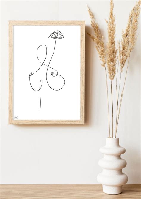 Nude Line Art Prinatable Poster Woman S Body Print One Line Drawing Abstract Boobs