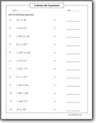 Exponents Equations with Negative Base Worksheets