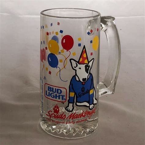 Spuds Mackenzie Vintage 1987 Dog Party Animal Bud Light Glass Beer Mug