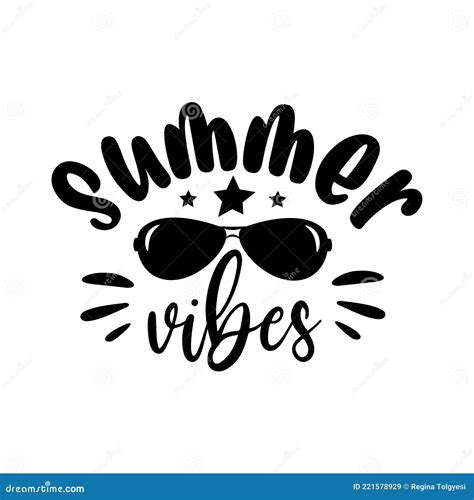 Summer Vibes Black And White Lettering Quote Card With Sun Silhouette