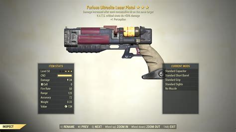 3 Furious Ultracite Laser Rifle 50 Vats Crit [ 1 Perception] Fallout 76 Pc Buy Fallout 76