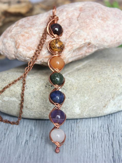 7 Chakra Stones Chakra Necklace Copper Gemstone Necklace Chakra ...