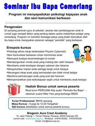 Risalah Seminar Ibu Bapa C Risalah B Mversion Bm Pdf