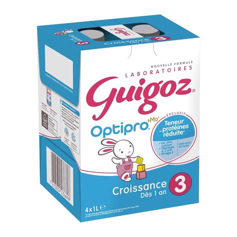 Achat Guigoz Lait de Croissance Liquide 3 OPTIPRO Dès 12 mois 4x1L