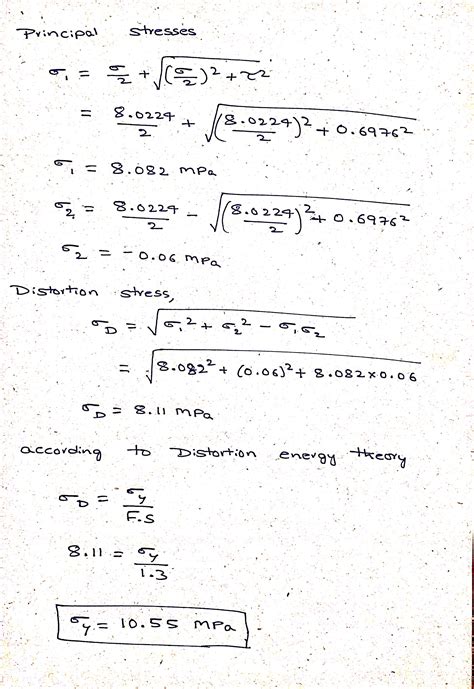 Solved Using Maximum Distortion Energy Theory Find The Yield Stress