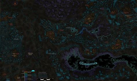 the map for glimnered is shown in black and blue colors, with an area ...